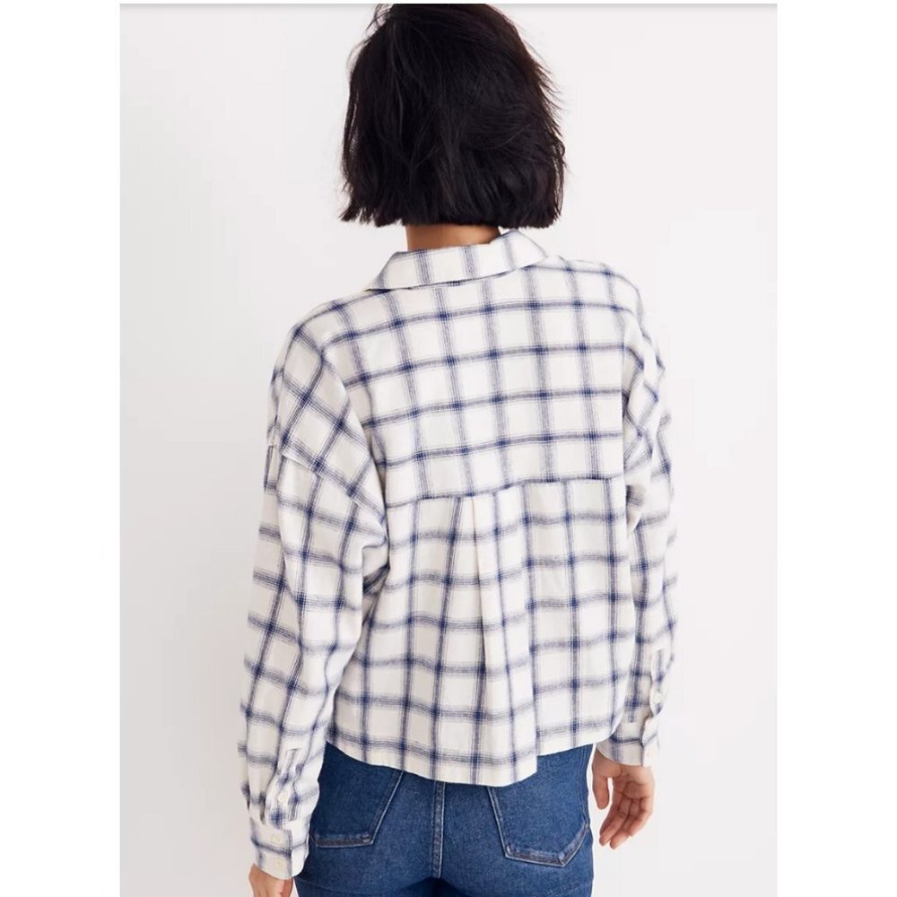 Madewell Womens Flannel Hartfield Crop Shirt Windowpane - Size XXS - Picture 3 of 7